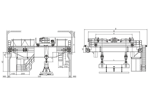 &nbsp;15t電磁（cí）掛梁橋式起重機（jī）（掛梁垂直主梁）