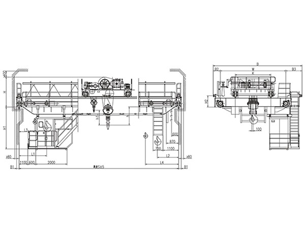 QDY型32、5~50、10t冶金起重機