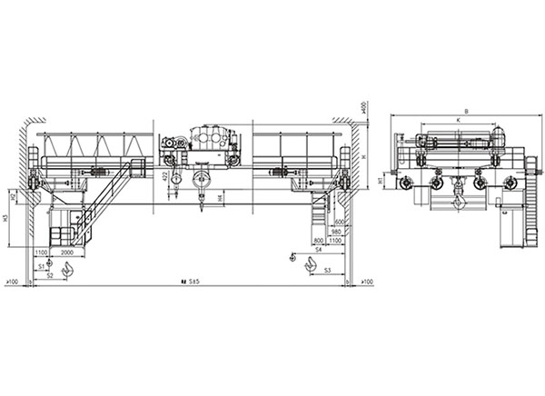 QD型100、20t吊鉤橋式起重機