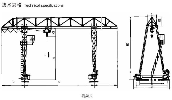MHb型（xíng）3-32噸電動葫蘆門式起重機（桁型式）