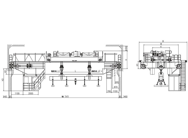 &nbsp;40t電磁掛梁橋式起重機（掛梁平行主梁）